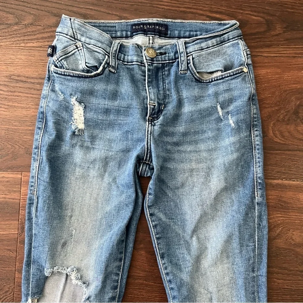 Rock & Republic Distressed Denim Skinny Jeans Kashmere Womens Size 4